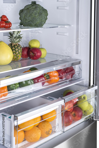 Wallpaper Mural Open fridge full of fresh fruits and vegetables Torontodigital.ca