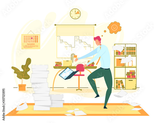 Big Troubles at Office Work Flat Vector Concept