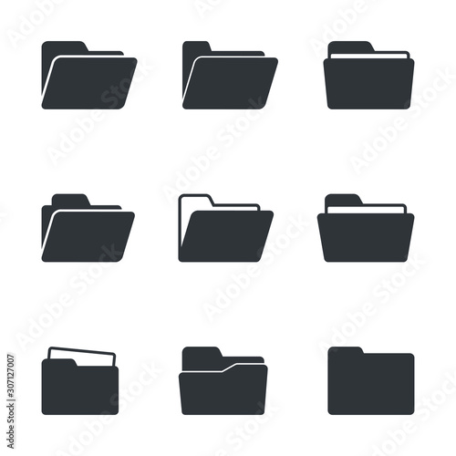 Set of open folder icons, vector isolated