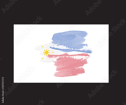 The National Flag of Philippines, watercolor style, sign symbol background, vector illustration.
