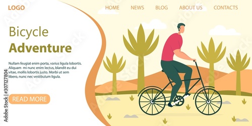 Bicycle Tourism Adventure Flat Vector Web Banner