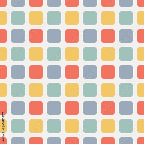 Colorful seamless pattern with rounded squares. Vector background