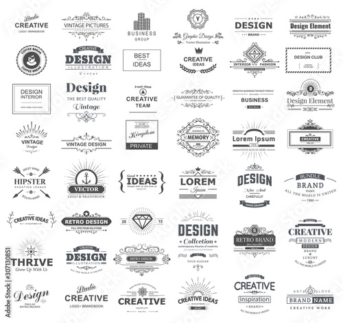 Collection of vintage logos and symbols.