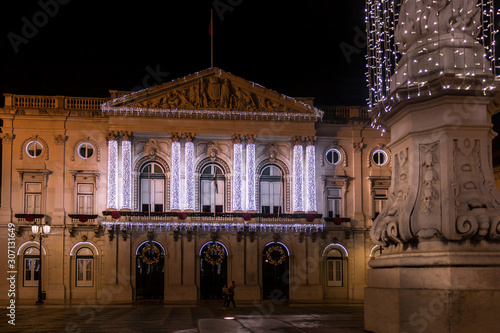 Lisbon christmas city lights - city hall, D. Maria theatre, Chiado photo