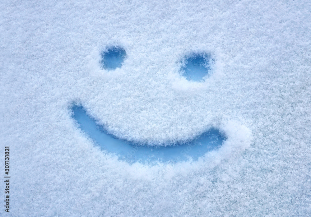 Blue smile on snow