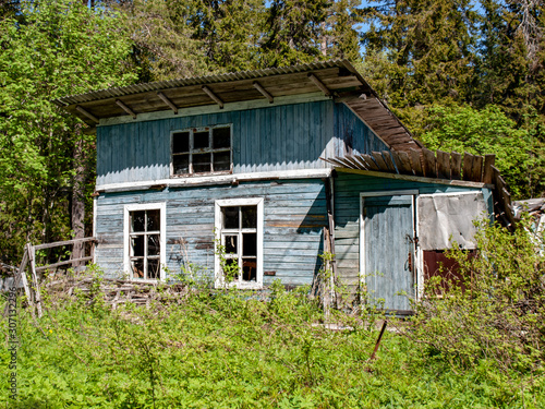 Old abandoned house in the forest.