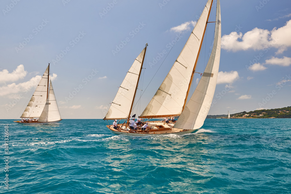 Sport sailing yachts in the race. Yachting