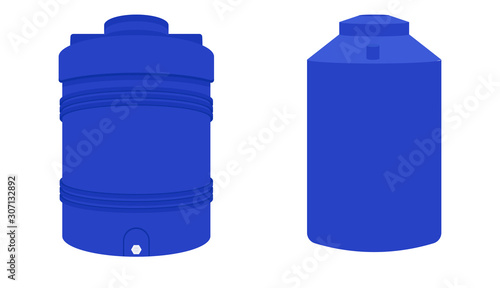Blue water tank set, vector.