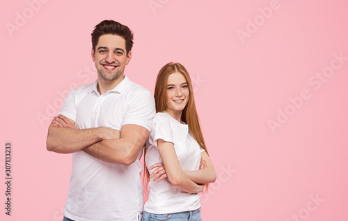 Confident couple looking at camera