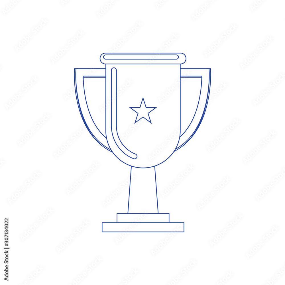 Trophy cup flat icon design with handles and blank nameplate. Concept of line icon Trophy cup flat icon design with handles and blank nameplate. Concept of line icon