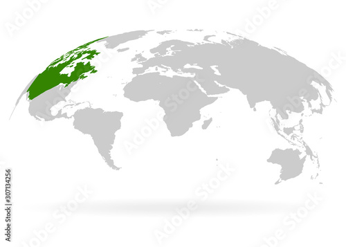 Territory of Canada on planet Earth. The Earth, World Map on white background. Vector illustration. EPS 10
