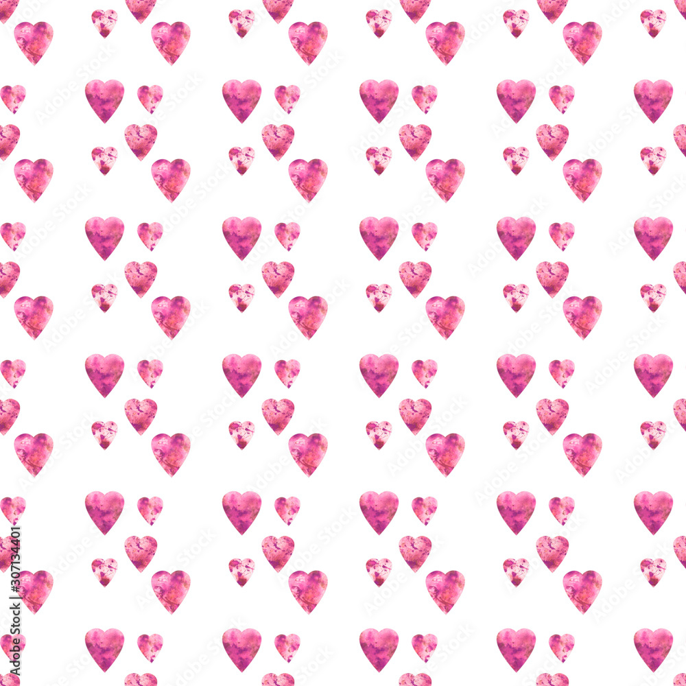 heart pink seamless pattern colored background for design