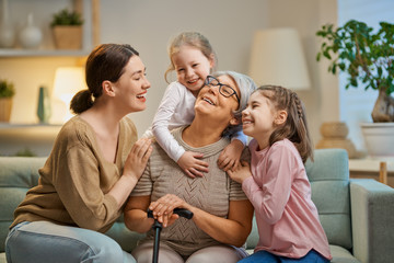 girls, their mother and grandmother