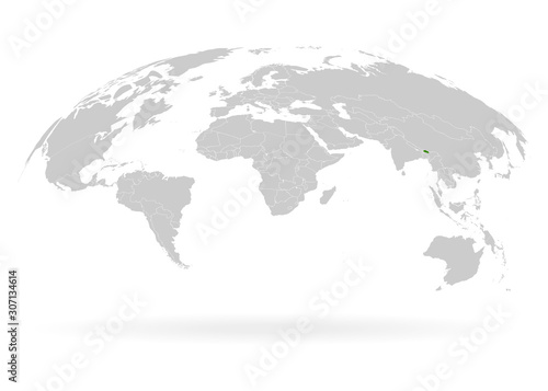 Territory of Bhutan. Planet Earth. The Earth, World Map on white background. Vector illustration. EPS 10