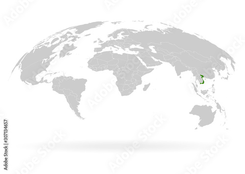 Territory of Vietnam. Planet Earth. The Earth, World Map on white background. Vector illustration. EPS 10