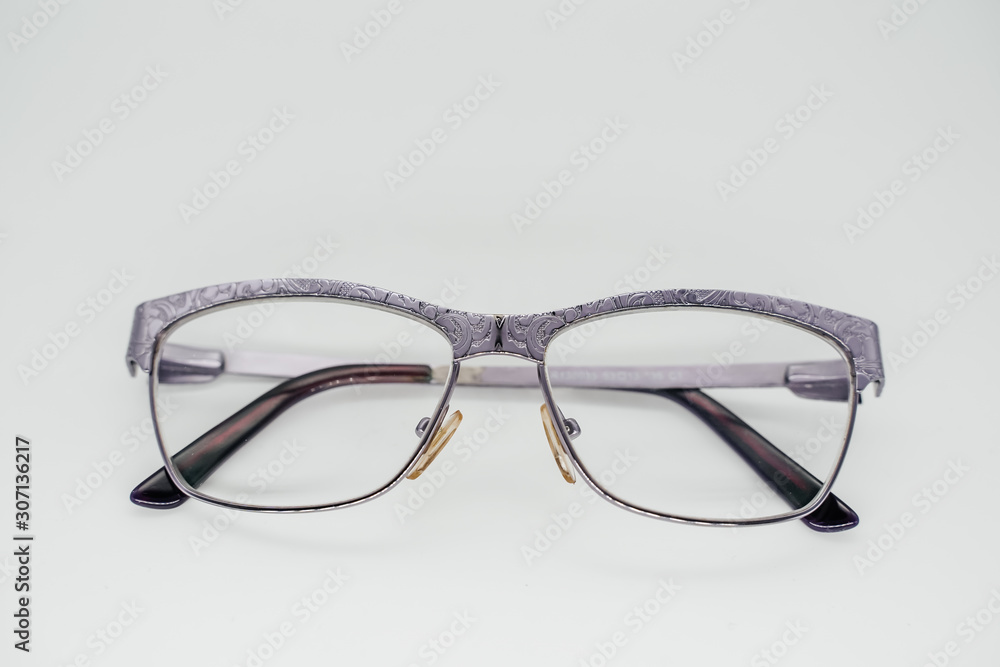 glasses on a white background close-up glasses on a white background close-up