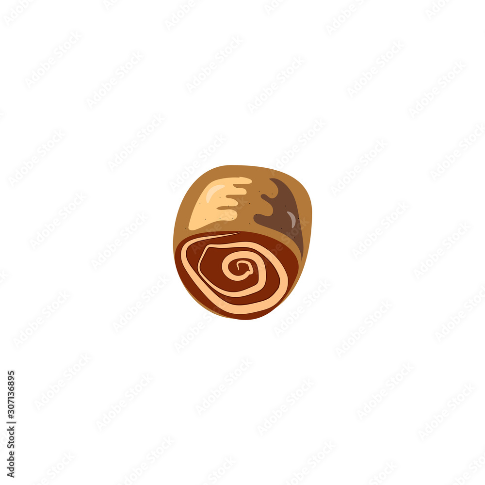 Chocolate roll with cream. Food vector icon Chocolate roll with cream. Food vector icon