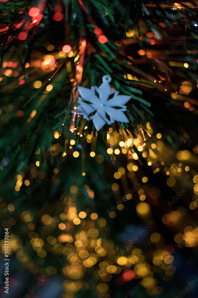 christmas tree with lights and and snowflake christmas tree with lights and and snowflake