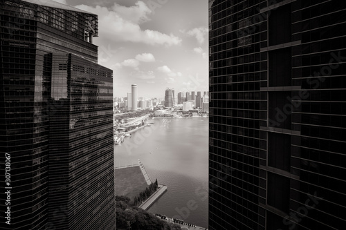 Singapore Urban Skyline and Buildings at Dusk