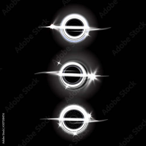 Space black hole isolated on back background. Glowing gradient effect. Vector illustration, eps 10.
