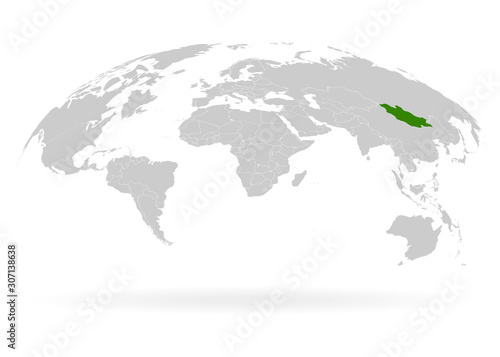 Territory of Mongolia. Planet Earth. The Earth, World Map on white background. Vector illustration. EPS 10