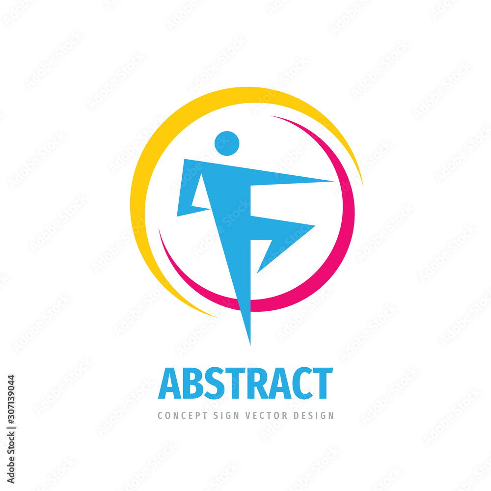 Abstract human character - concept business logo template vector illustration. Running man creative sign. Active sport fitness symbol. Graphic design element. Abstract human character - concept business logo template vector illustration. Running man creative sign. Active sport fitness symbol. Graphic design element.