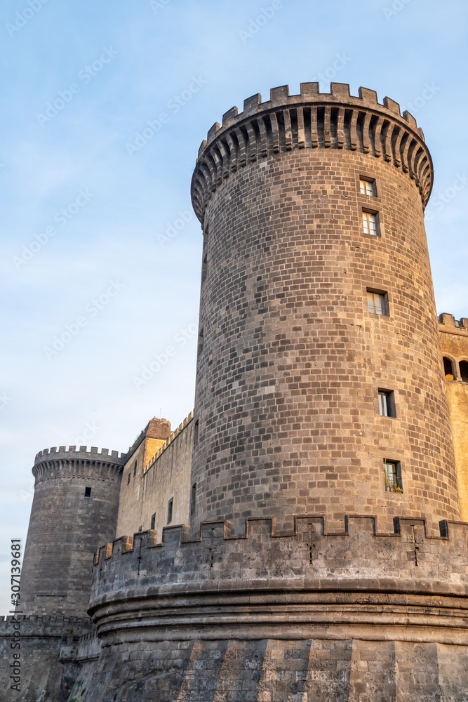 The medieval castle of Maschio Angioino or Castel Nuovo (New Castle), Naples, Italy. History.