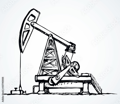 Industrial production of oil. Pump. Vector illustration.