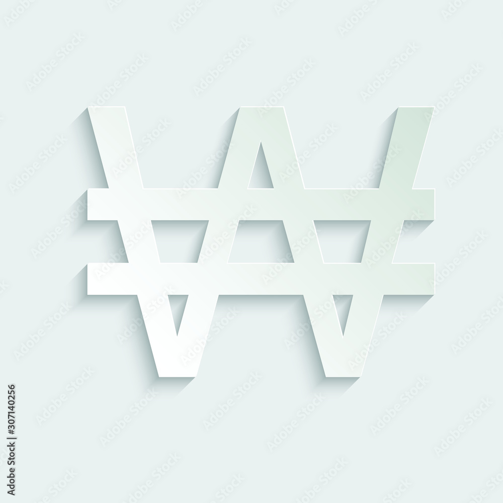 paper South Korean Won icon. South Korean Won sign. vector paper South Korean Won icon. South Korean Won sign. vector