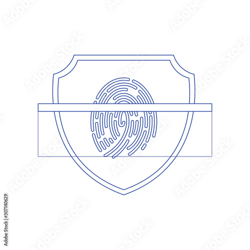 Finger Scan in Futuristic Style. Bio metric id with Futuristic HUD Interface. Concept of line icon