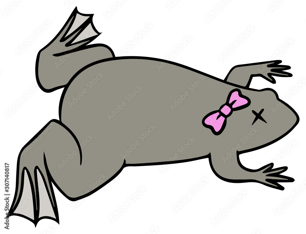 Fototapeta premium アフリカツメガエルのイラスト_弱り顔