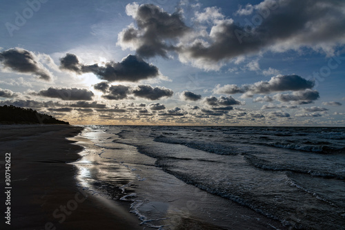 Scattered clouds above Baltic sea in autumn time.
