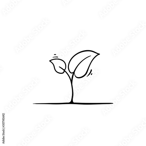 Seedling vector illustration with handdrawn doodle cartoon style isolated on white background