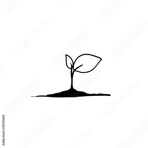Seedling vector illustration with handdrawn doodle cartoon style isolated on white background