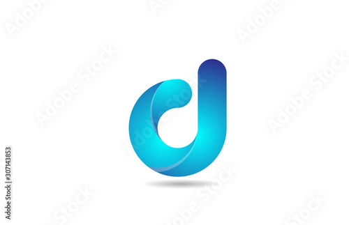 blue gradient logo d alphabet letter design icon for company