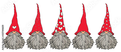 Vector  cute gnomes cartoons,  isolated on white.