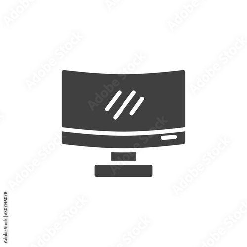 Curved TV screen vector icon. filled flat sign for mobile concept and web design. curved widescreen lcd glyph icon. Symbol, logo illustration. tv monitor vector graphics