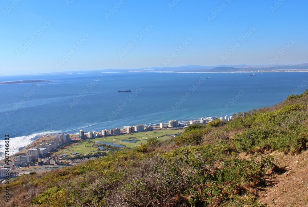 View of the bay before Cape Town from Table Mountain