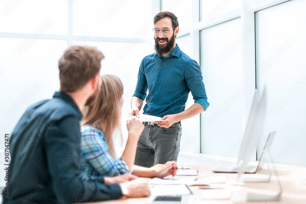 project Manager discussing with business team business documents project Manager discussing with business team business documents