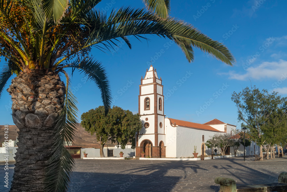 The beautiful St. Dominic church, Iglesia Santo Domingo de Guzman, in Tetir, Fuerteventura, Canary Islands, Spain