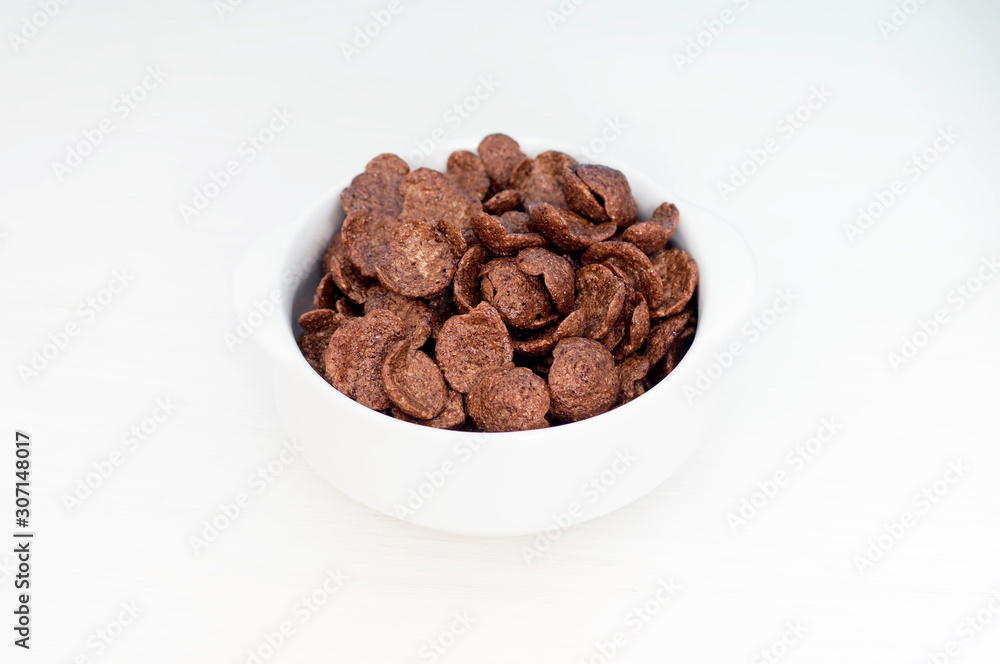 Bowl of cereals for breakfast on white background Bowl of cereals for breakfast on white background