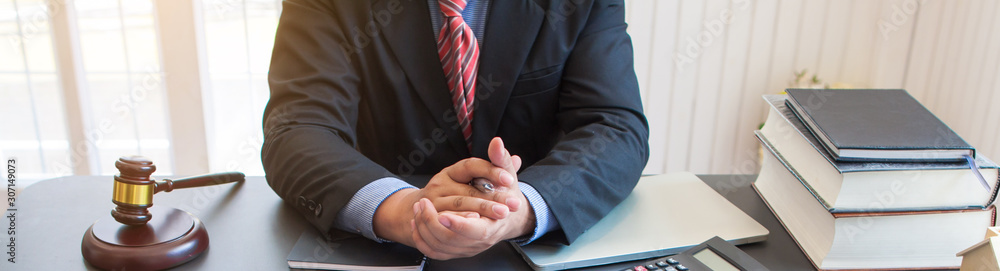 Obraz premium This young lawyer is ready to give you legal advice. Concepts of legal counsel and lawyers.