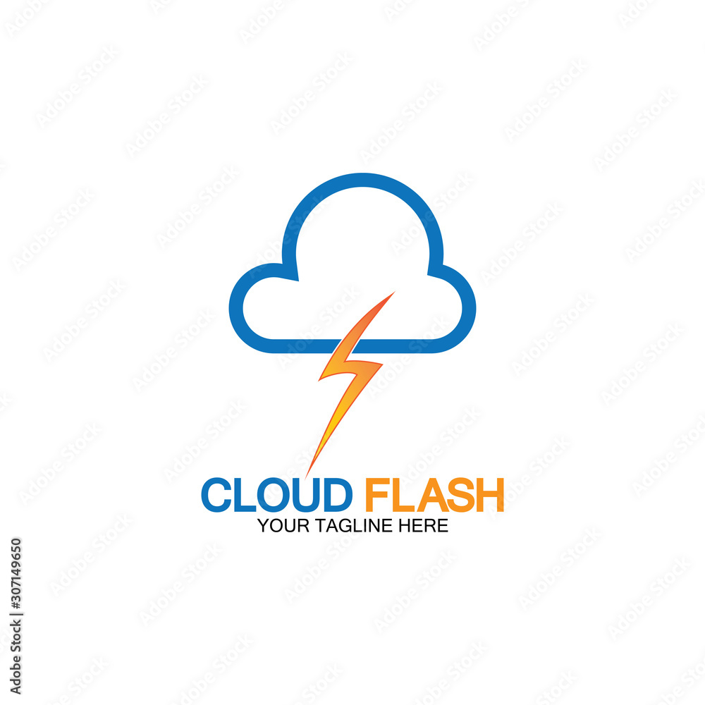 Cloud flash vector logo icon design template-vector Cloud flash vector logo icon design template-vector