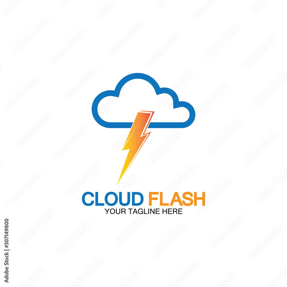 Cloud flash vector logo icon design template-vector