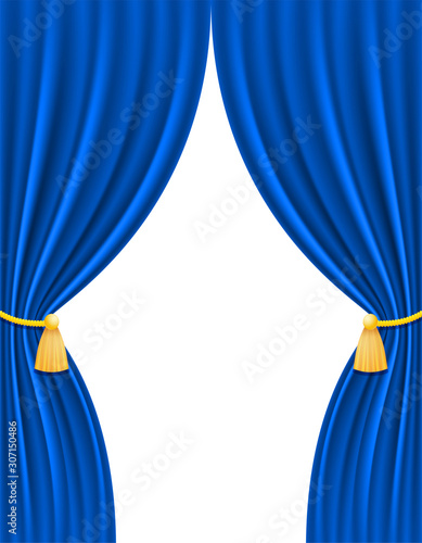 blue theatrical curtain for design vector illustration