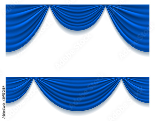 blue theatrical curtain for design vector illustration
