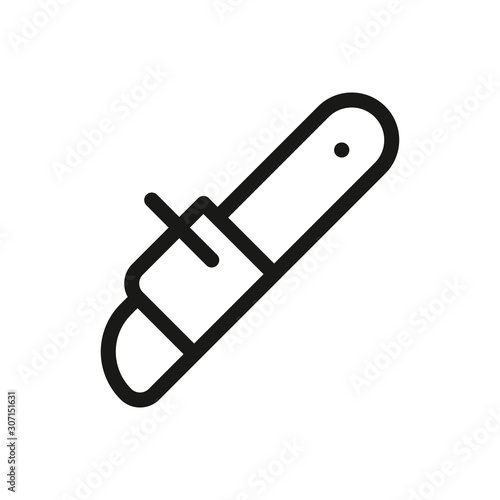 Electric chainsaw, cordless chai saw isolated vector icon. Power tools outline icons.