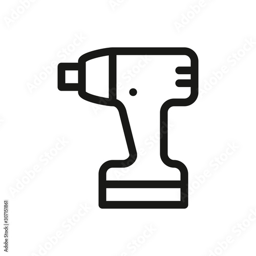 Cordless impact wrench driver isolated vector icon. Power tools outline icons.