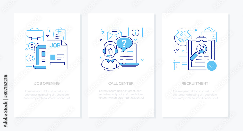 HR management - line design style banners set HR management - line design style banners set
