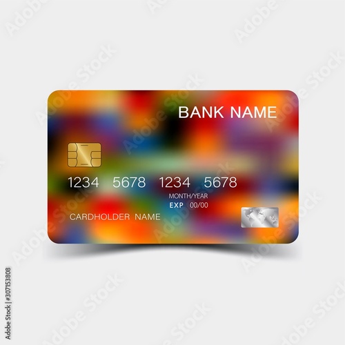 Credit card desing. Colour and inspiration from abstract. On white background. Glossy plastic style. 